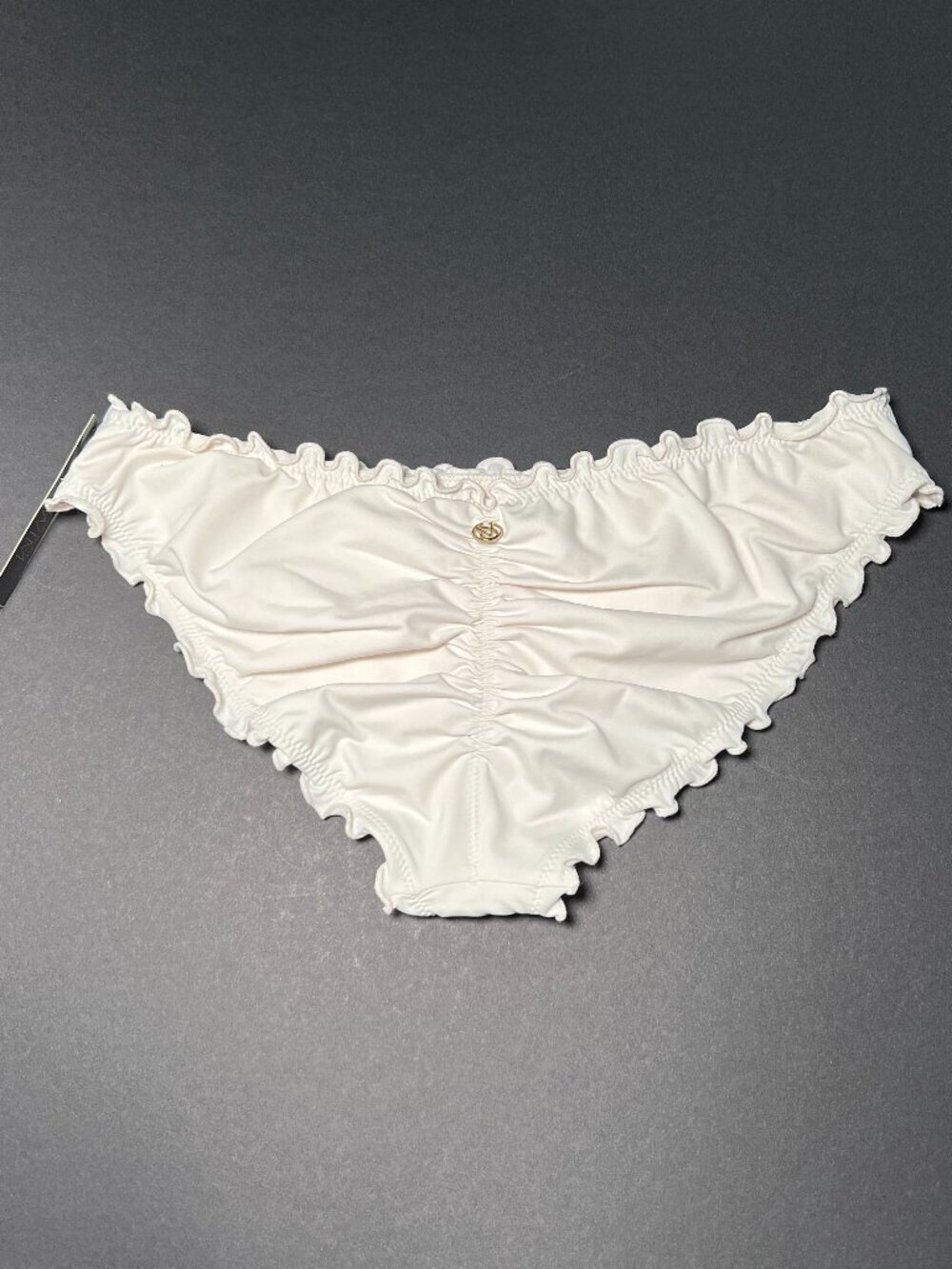 Victoria Secret XXL 2XL Bikini Bottom Ruffle Cheeky Ruched Coconut White